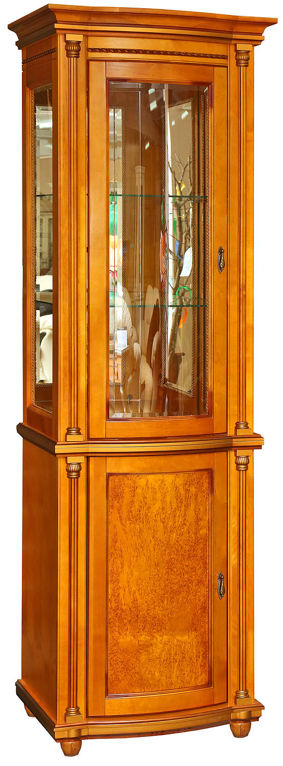 Шкаф с витриной "Валенсия" 1з янтарь