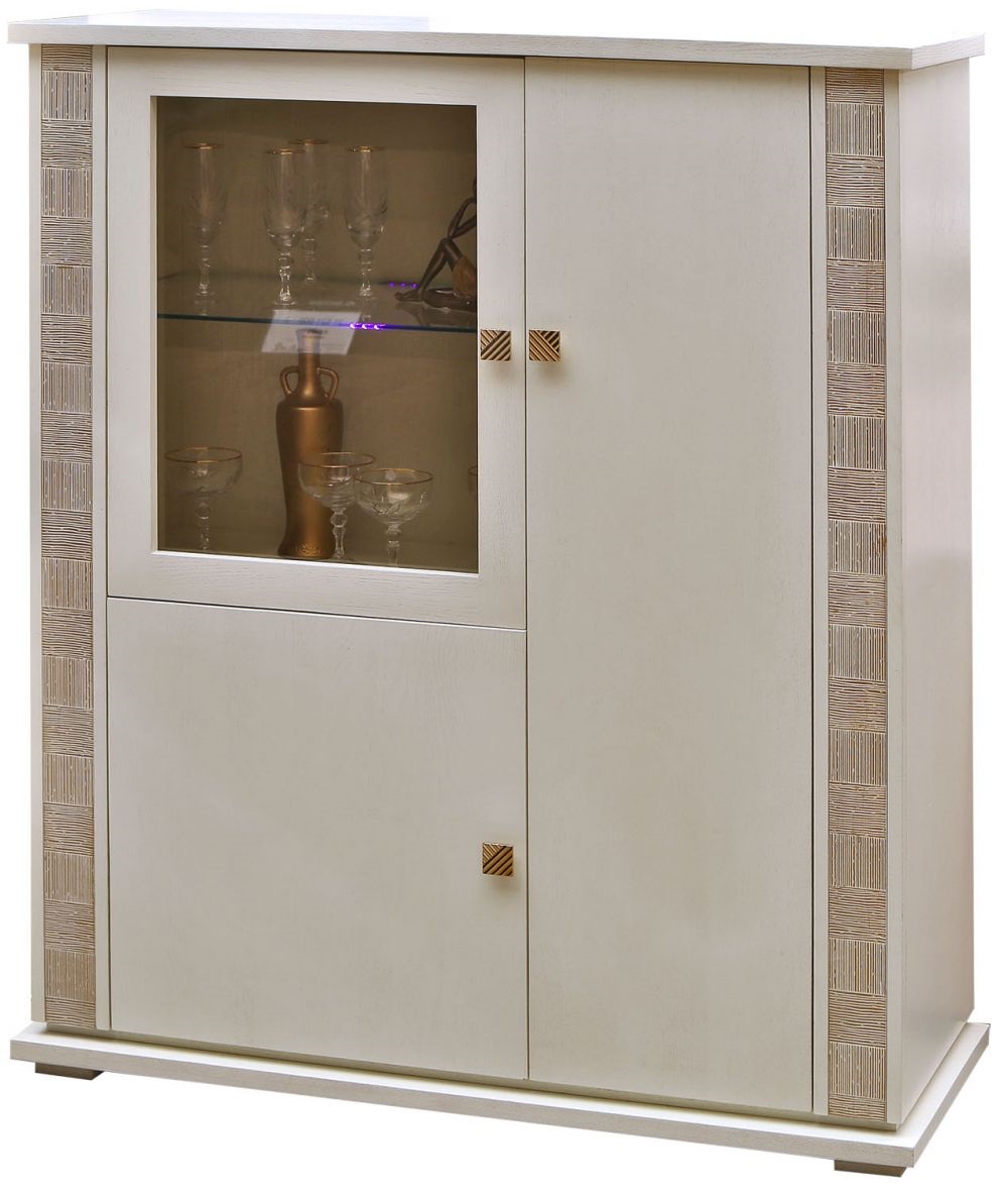 Тумба витрина "Тунис" слоновая кость с серебром