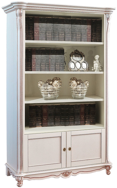 Стеллаж 2д «Алези» П1.350.0.24 (П350.24) слоновая кость с золочением