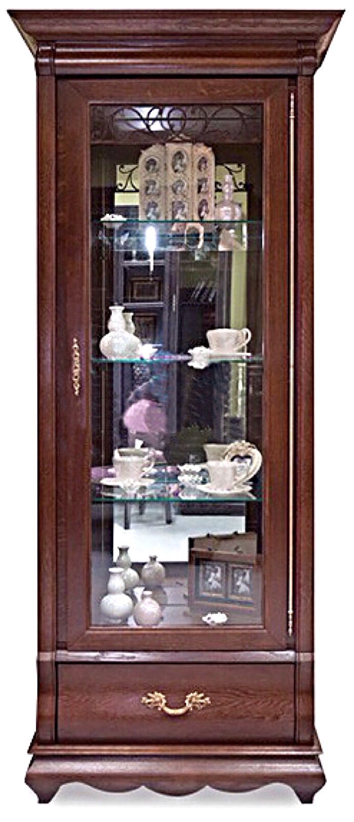 Шкаф с витриной "Оскар" орех.В НАЛИЧИИ.