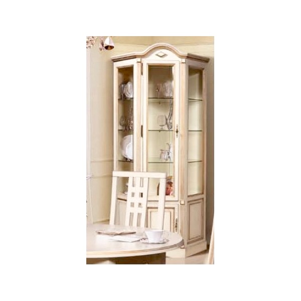 Шкаф с витриной угловой "Рубин" 26 эмаль золотая