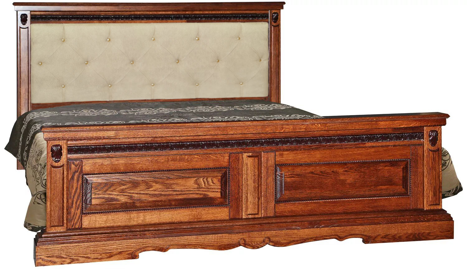 Кровать двуспальная "Милана" дуб мореный (мягкое изголовье) Кровать двуспальная "Милана" дуб мореный (мягкое изголовье)