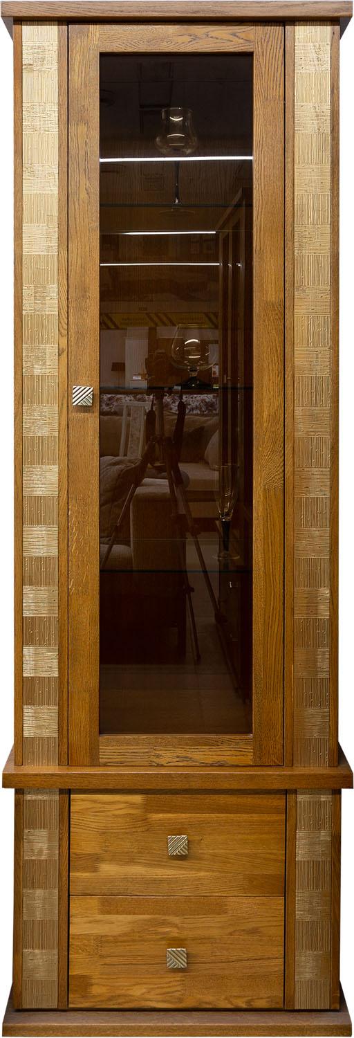 Шкаф с витриной «Тунис» П6.343.0.19 (П343.19-1Ш) медовый с золочением