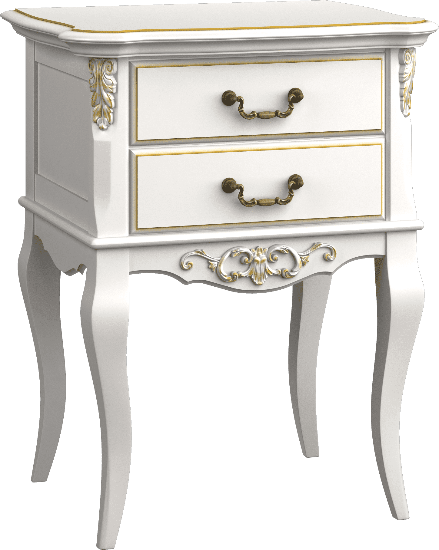 Тумба прикроватная "Belverom" с двумя ящиками слоновая кость с золочением