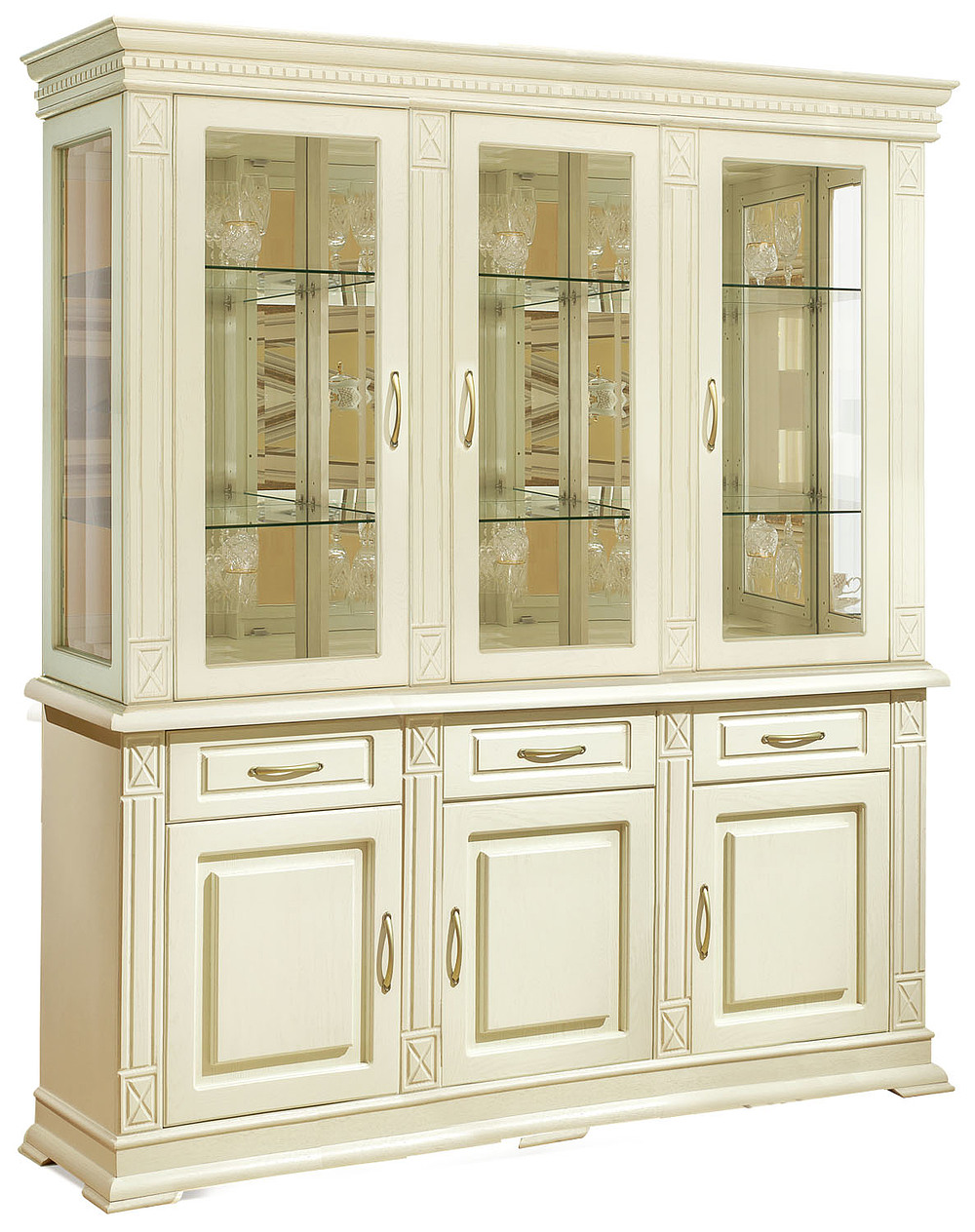 Шкаф комбинированный "Верди-Люкс 3з" (слоновая кость)