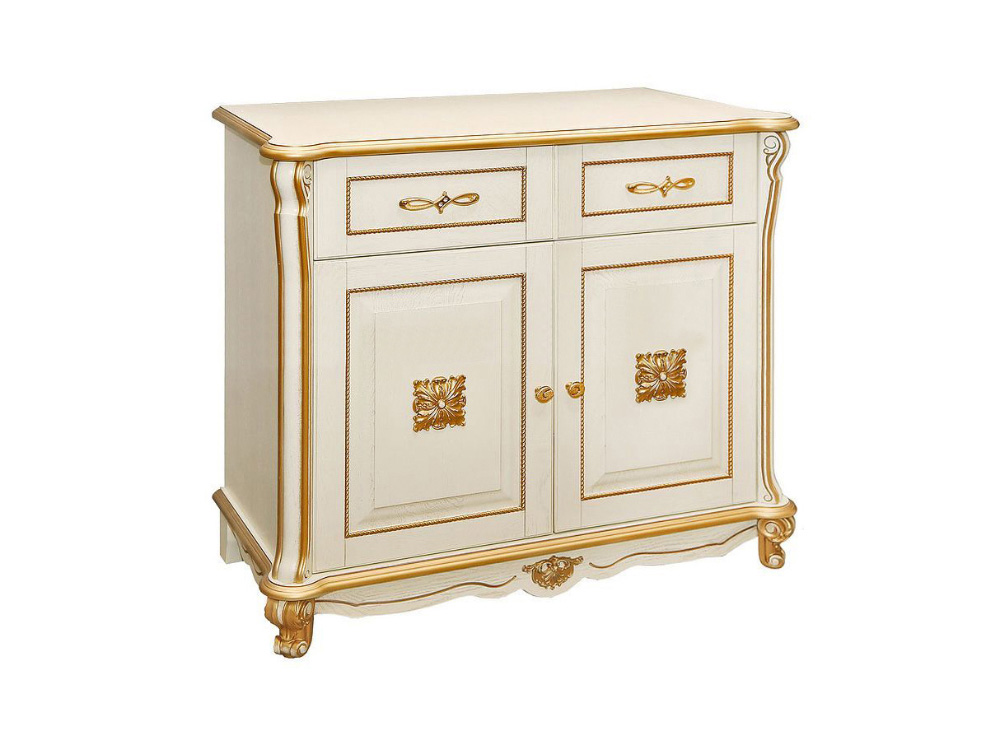 Тумба "Алези 2 Люкс" П350.18л слоновая кость с золочением
