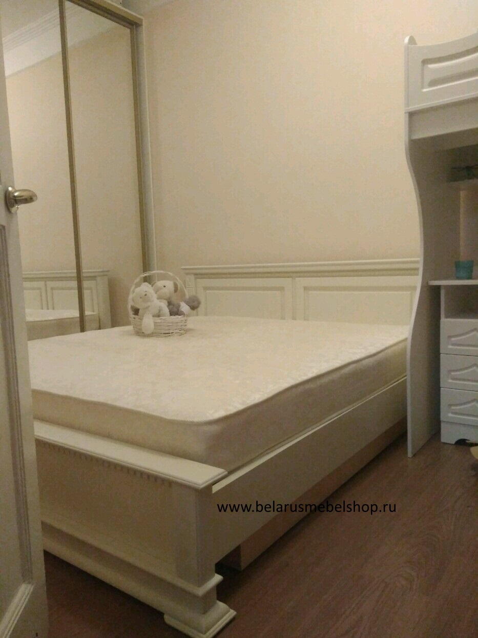 Кровать двуспальная с ящиком для белья "Верди-Люкс 180x200" слоновая кость.