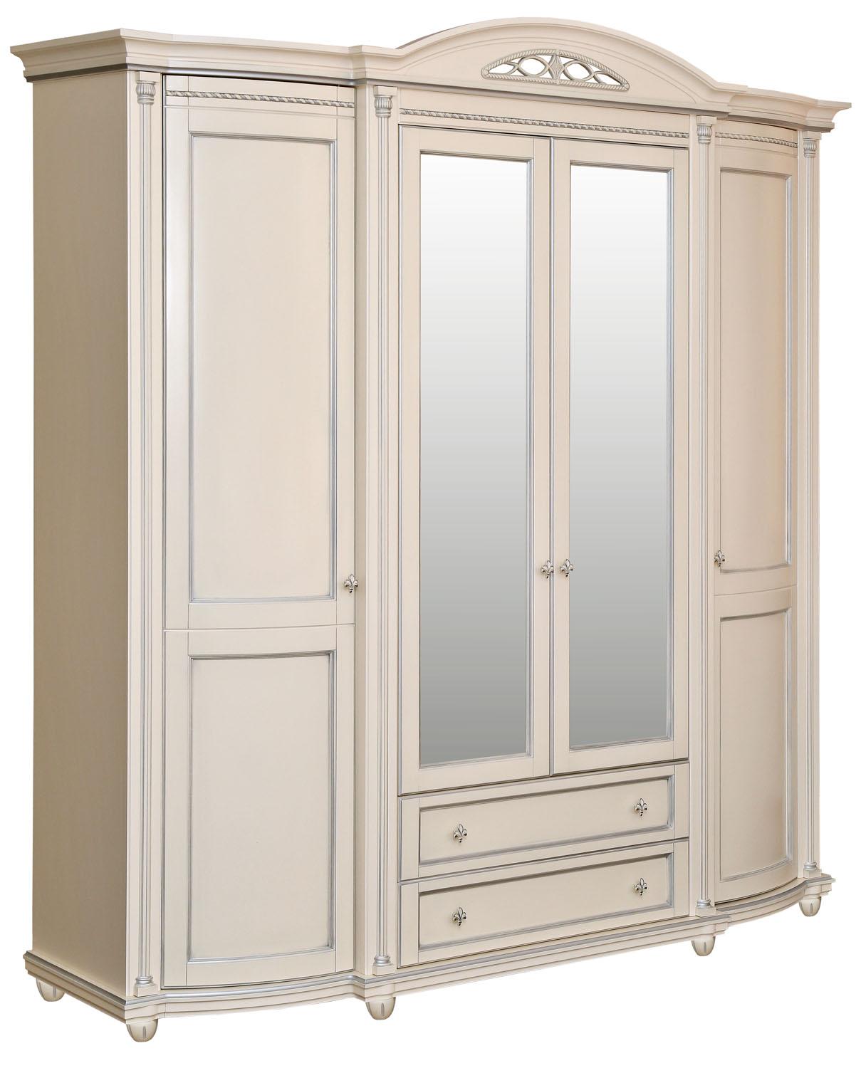 Шкаф для одежды 4д Валенсия Классик П3.0589.1.11 (П254.11) античная темпера с серебром