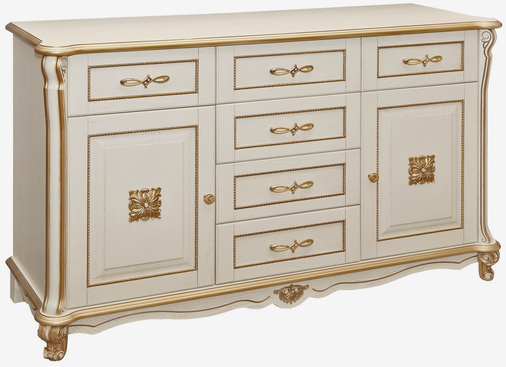 Тумба "Алези 3 Люкс" П350.03л слоновая кость с золочением