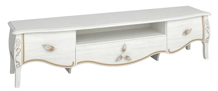 Тумба ТВ "Трио" ММ 279-05/01 Белая эмаль с золотой патиной