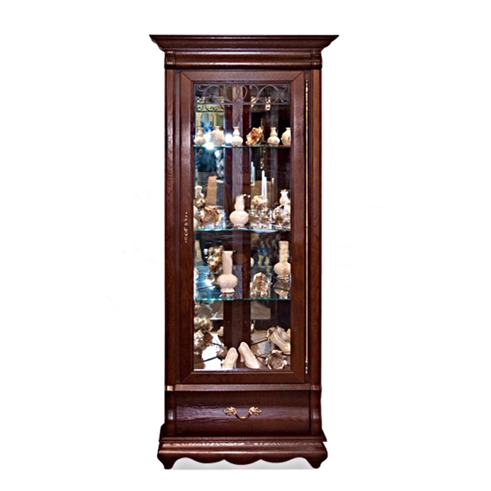 Шкаф с витриной угловой "Оскар" орех