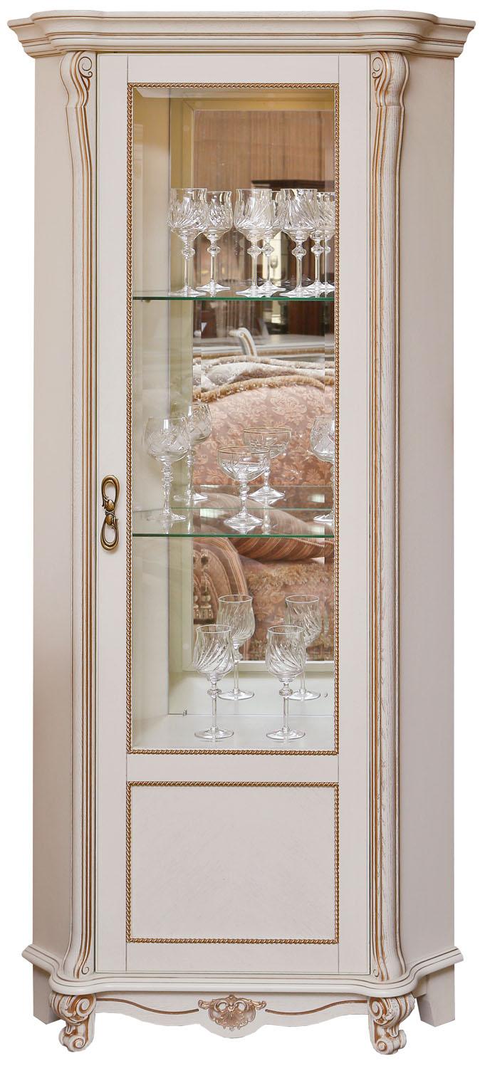 Шкаф с витриной «Алези» П1.350.0.13 (П350.13) слоновая кость с золочением  