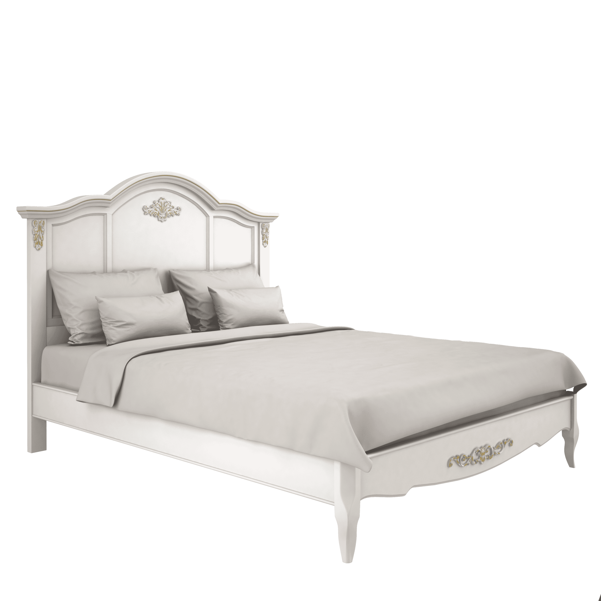Кровать "Belverom" с жестким изголовьем 180*200 слоновая кость с золочением