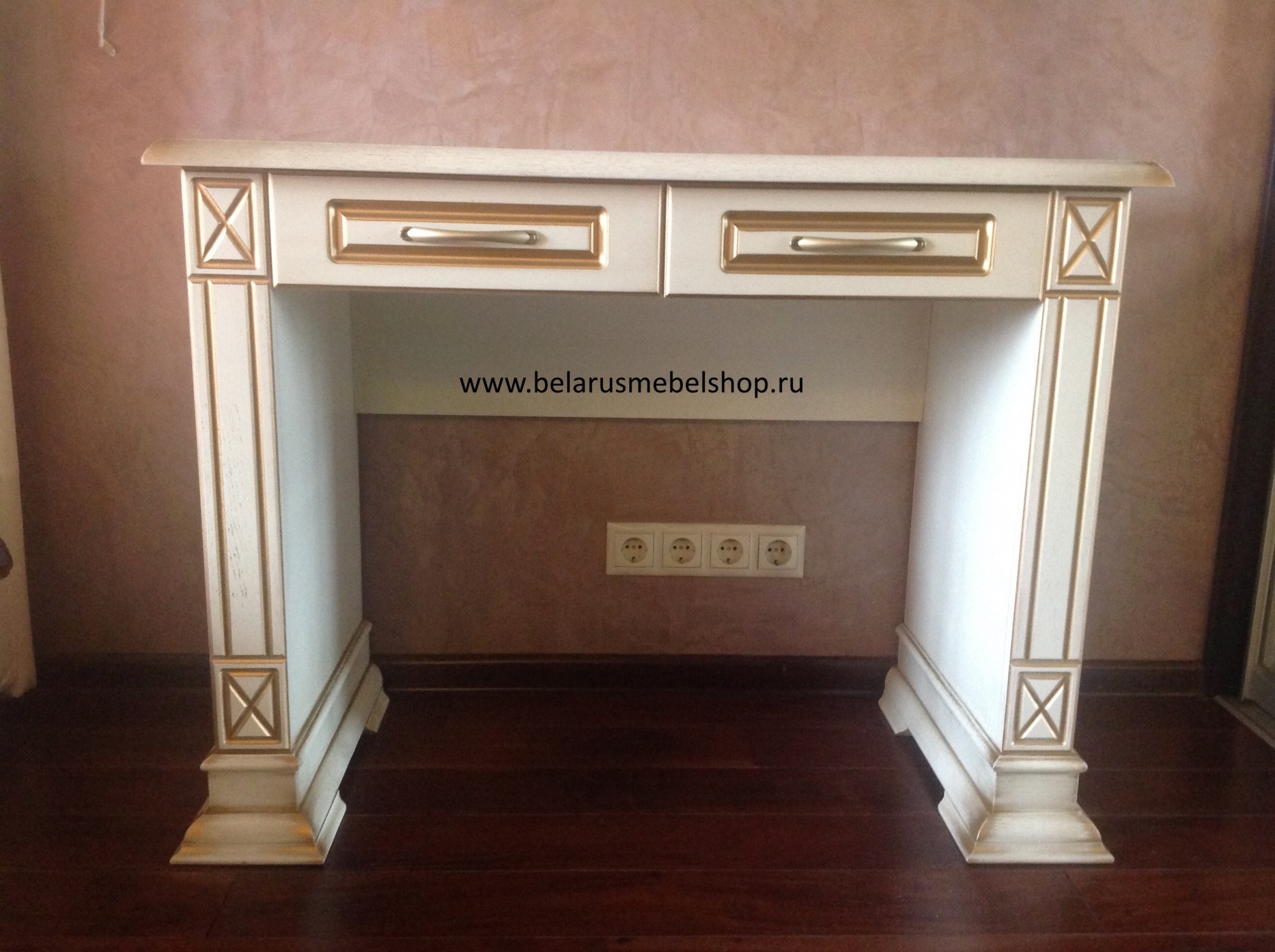 Туалетный столик "Верди-Люкс" слоновая кость с золотой патиной