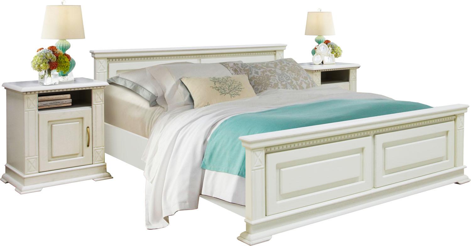 Кровать двуспальная "Верди-Люкс 140x200" слоновая кость