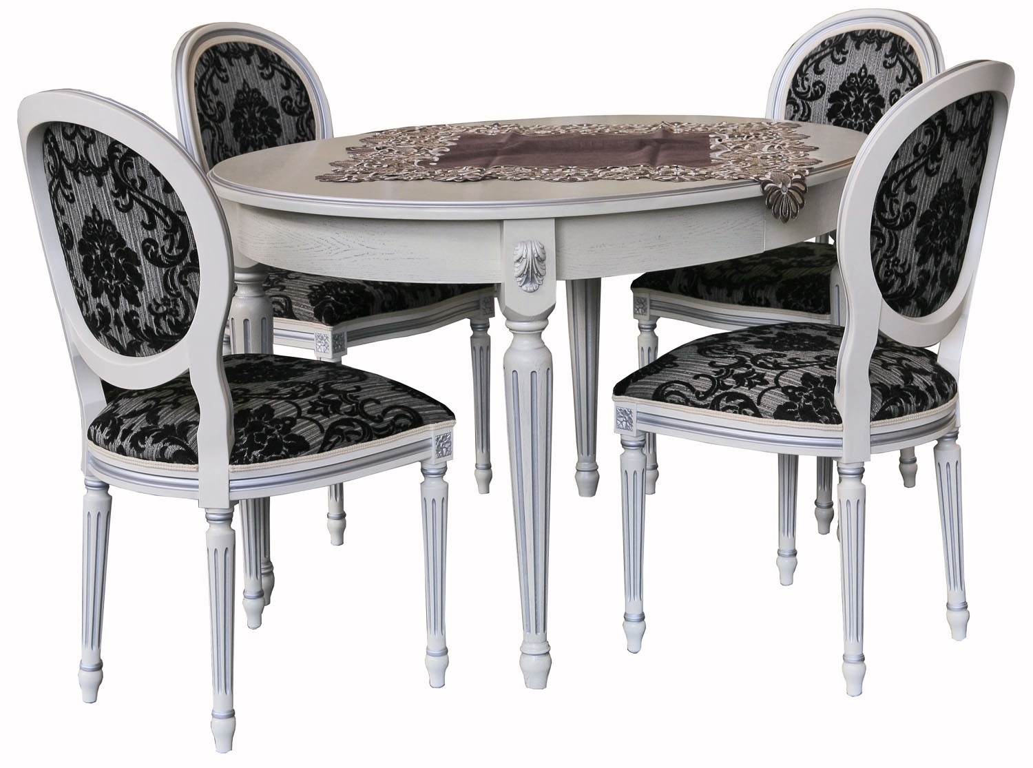 Стол "Милана 14" П 323.02 слоновая кость с золочением