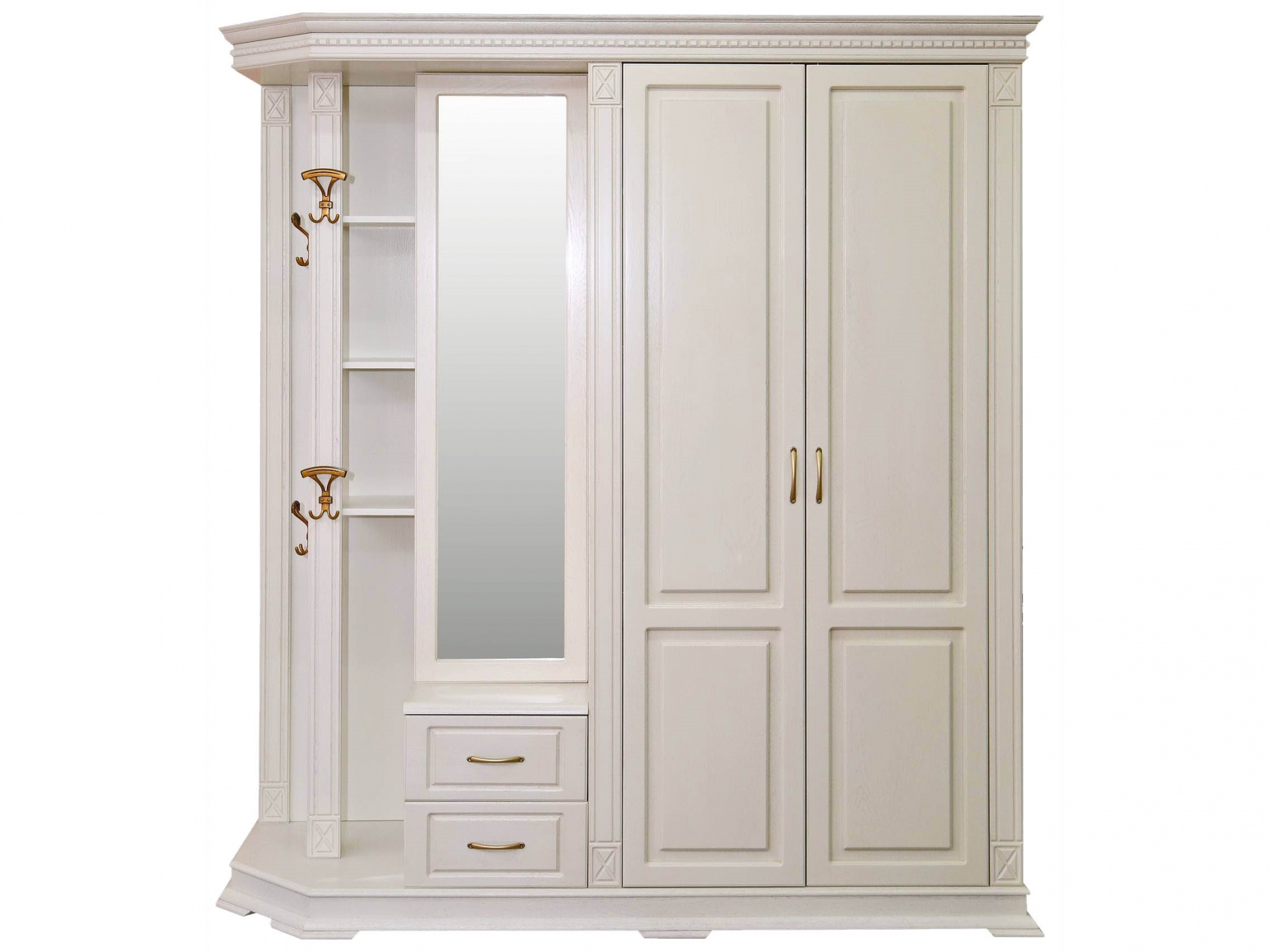 Шкаф комбинированный для прихожей "Верди-Люкс 1" слоновая кость 