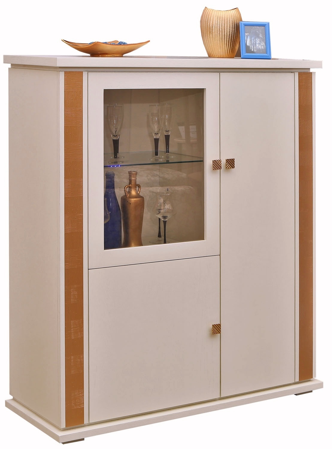 Тумба витрина "Тунис" слоновая кость с золочением