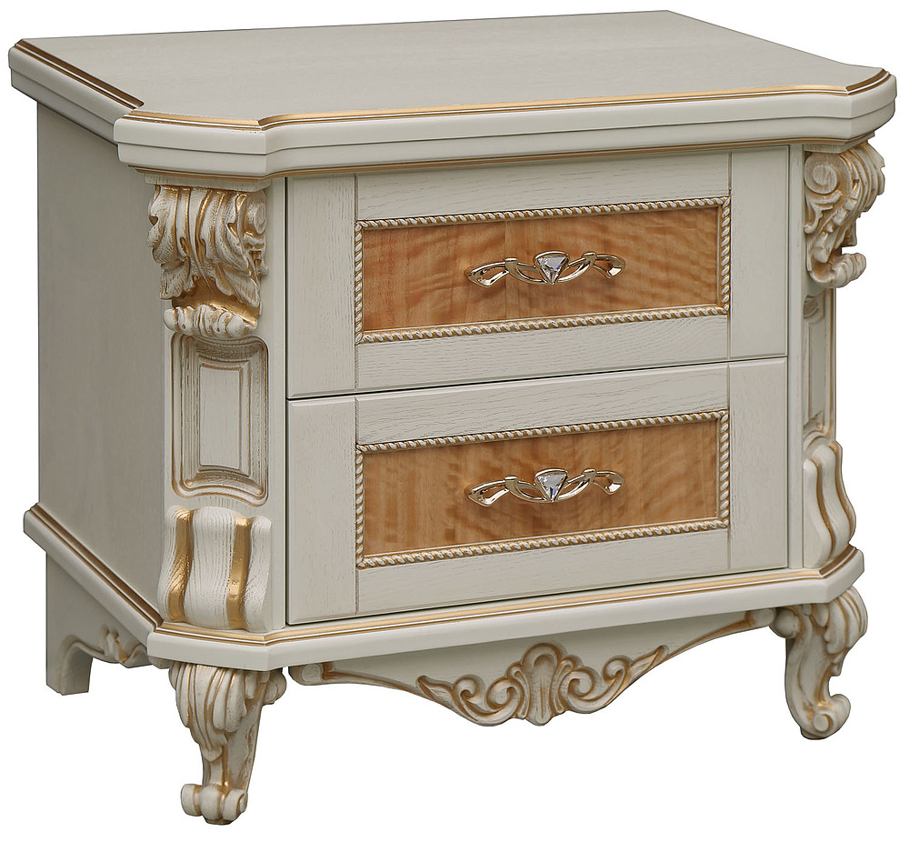 Тумба прикроватная "Альба 03с" П 524.03с слоновая кость с золочением
