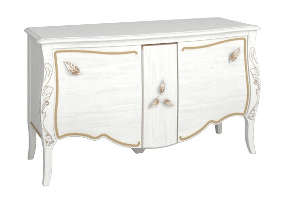 Комод "Трио" ММ 279-07/01 Белая эмаль с золотой патиной