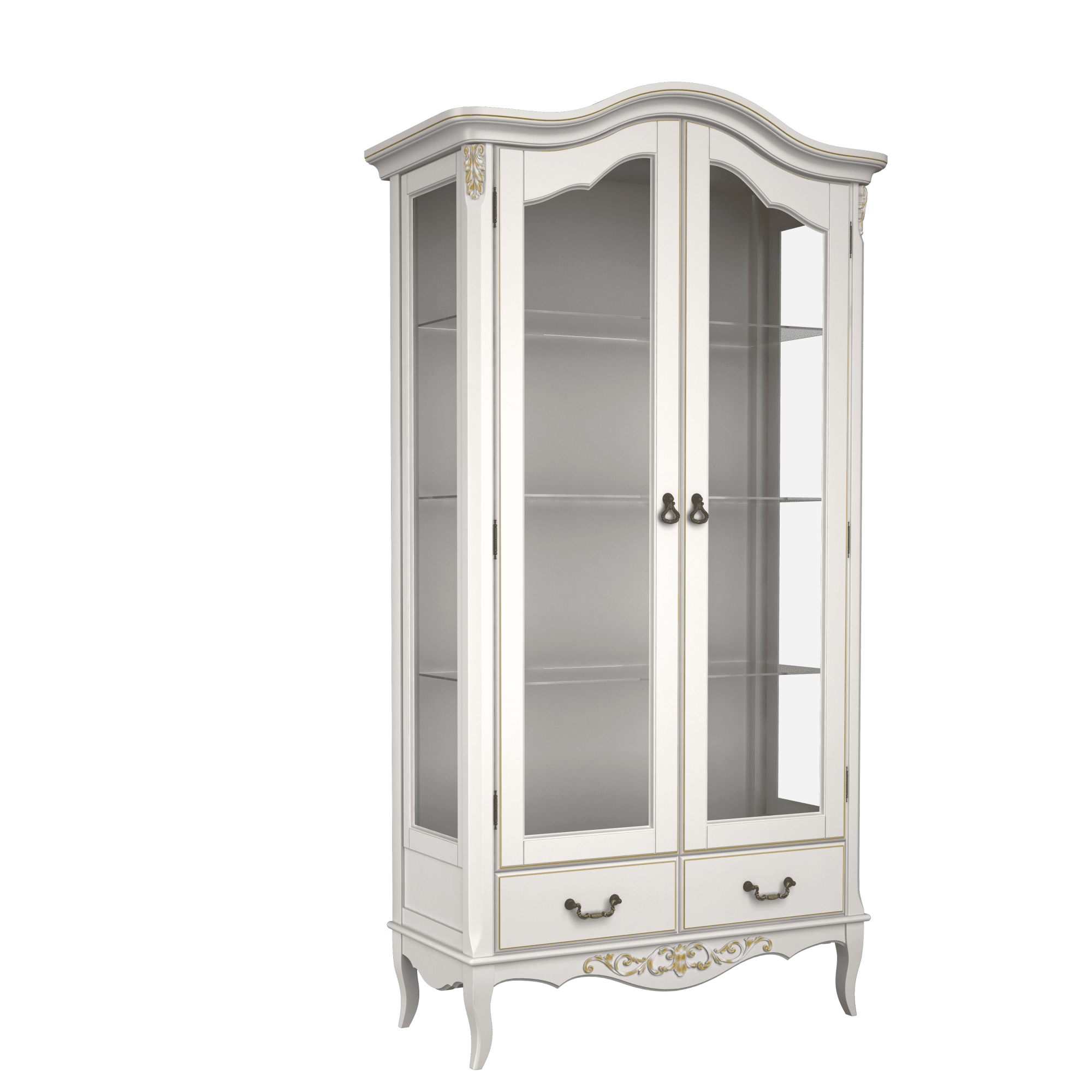 Сервант стеклянный "Belverom" слоновая кость с золочением