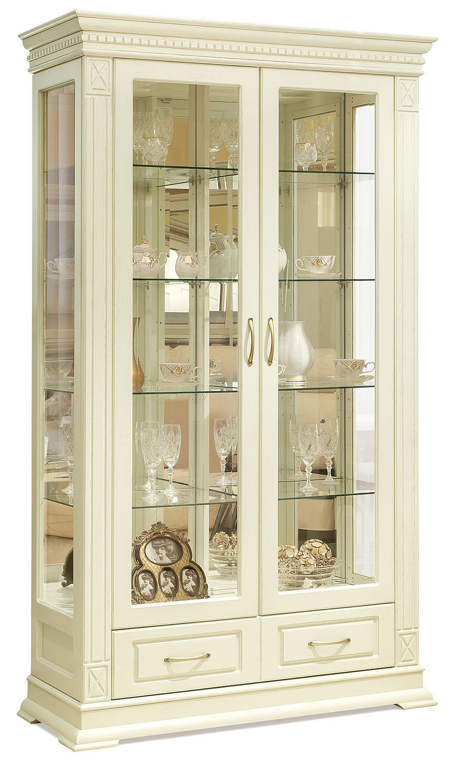Шкаф с витриной "Верди-Люкс 2з" (слоновая кость)