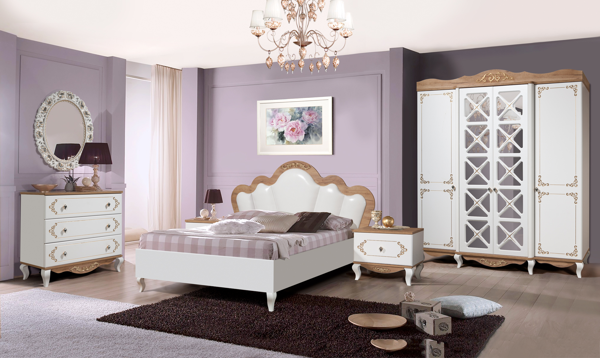 Спальня "Нелли 4.1"  (каркас "белый")