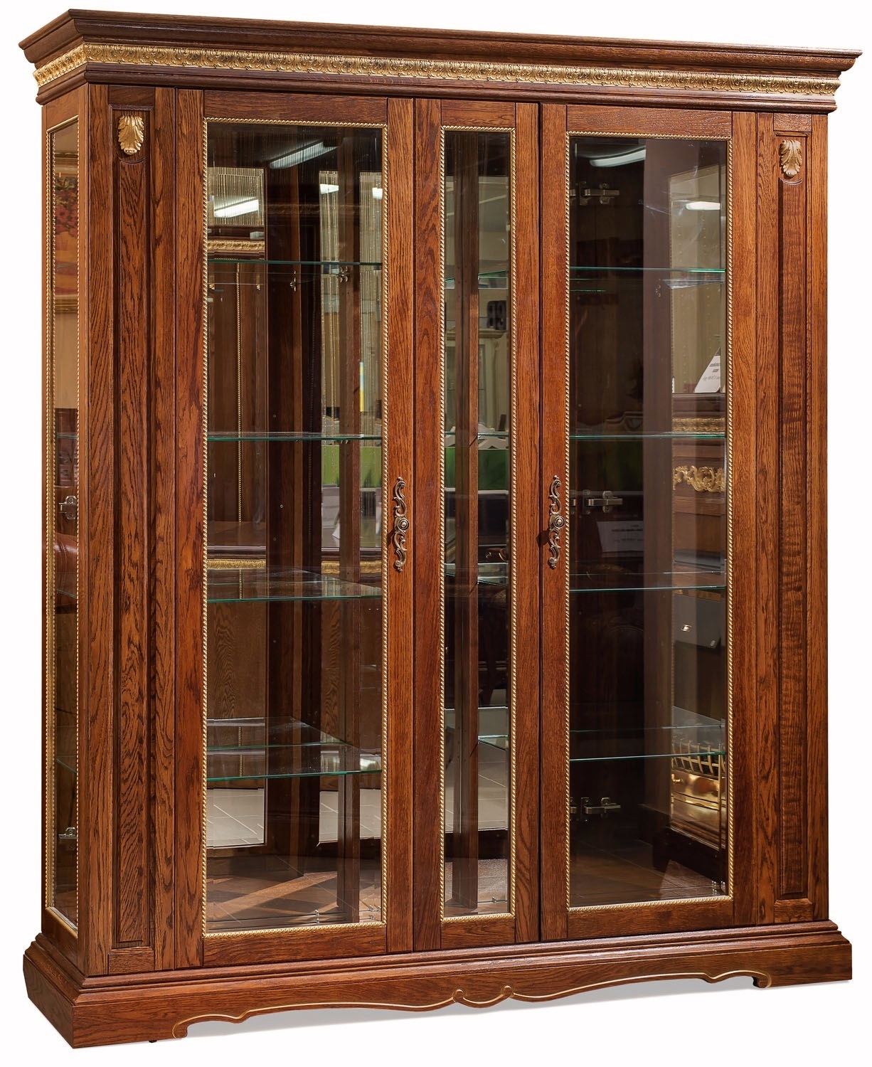 Шкаф с витриной "Милана 11" П265.11 черешня с золочением