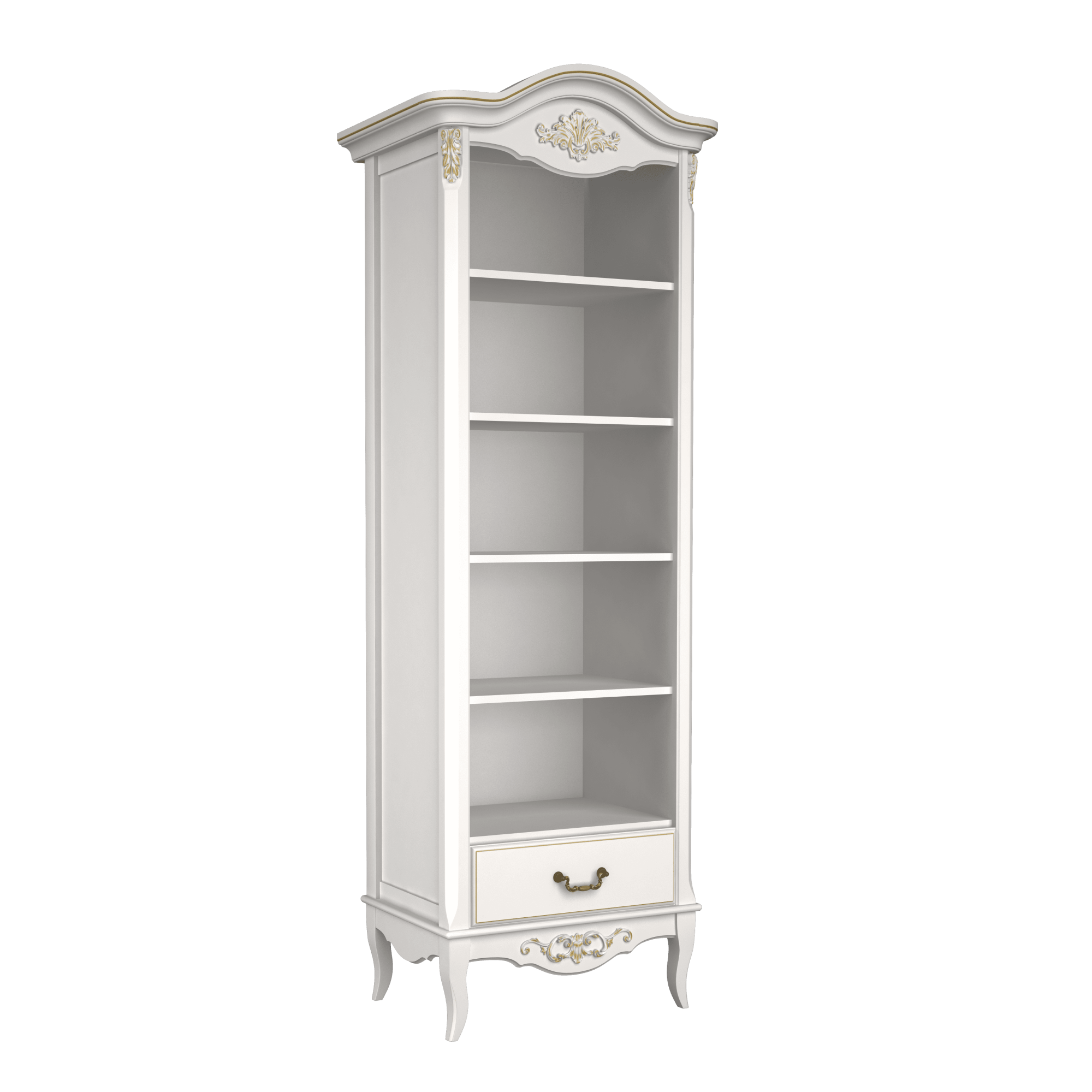 Стеллаж узкий "Belverom" слоновая кость с золочением