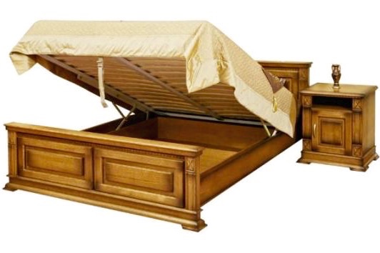 Кровать двуспальная "Верди-Люкс 160x200" дуб с нишей для белья