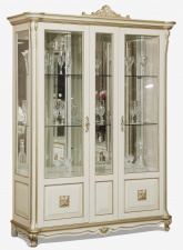 Шкаф с витриной "Алези 5 Люкс" П350.05л слоновая кость с золочением