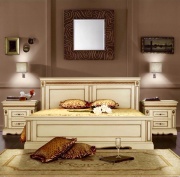 Кровать двуспальная "Милана" 140x200 слоновая кость с золочением