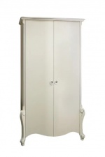 Шкаф двухдверный "Луиза" белая эмаль с серебряной патиной