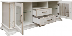 Тумба "Верди-Люкс ТВ2" слоновая кость с золочением