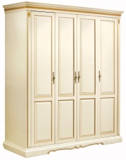 Шкаф четырехдверный "Милана" без зеркал слоновая кость с золочением Шкаф четырехдверный "Милана" без зеркал слоновая кость с золочением
