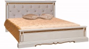 Кровать двуспальная "Милана" слоновая кость с золочением(мягкое изголовье)низкое изножье