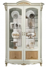 Шкаф с витриной «Альба 5» П485.05 слоновая кость с золочением