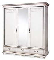 Шкаф трехдверный "Оскар" белая эмаль с темной патиной