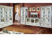 Гостиная "Оскар 2" белая эмаль с темной патиной