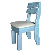 Стул "Медведь" (кожа) голубой с серебряной патиной