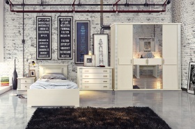 Спальня «Тунис» #4 слоновая кость с серебром