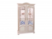 Шкаф с витриной "Давиль" 62 белая эмаль с золотой патиной.В НАЛИЧИИ.