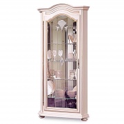 Шкаф с витриной угловой "Давиль" белая эмаль с золотой патиной.В НАЛИЧИИ.