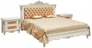 Кровать двойная "Альба 16/1пк" П 524.05/1к слоновая кость с золочением