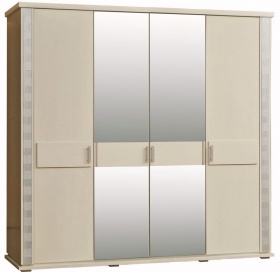 Шкаф четырехдверный "Тунис" слоновая кость с серебром