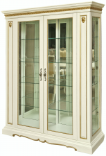 Шкаф с витриной "Милана 5" П265.05 слоновая кость с золочением
