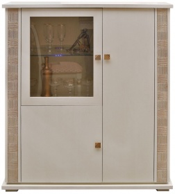 Тумба витрина "Тунис" слоновая кость с серебром