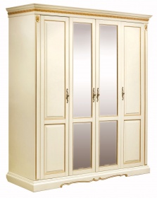 Шкаф четырехдверный "Милана слоновая  кость с золочением.В НАЛИЧИИ.