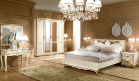 Спальня "Алези-7" слоновая кость с золочением