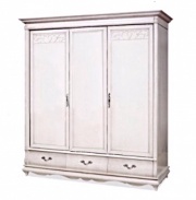 Шкаф трехдверный "Оскар" белая эмаль с темной патиной без зеркал